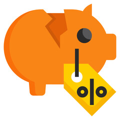 piggy bank flat icon,linear,outline,graphic,illustration