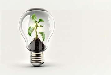 Green Energy and a Bright Future wiht Light Bulb in Soil.Generative AI