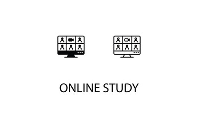 Online study double icon design stock illustration