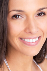 Flawless perfection. Closeup studio portrait of a beautiful woman with a radiant smile.