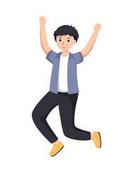 character man happy dance movements isolated