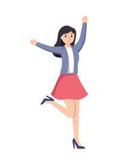 character woman happy dance movements isolated