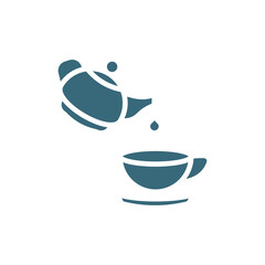 tea set icon. filled tea set icon from restaurant collection. flat glyph vector isolated on white background. Editable tea set symbol can be used web and mobile