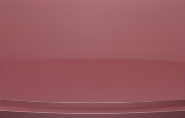 Abstract Luxury pink Background. Empty pink Gradient Room, Studio, Space. Curved stage used as a background for displaying your products.  3D vector Illustration.