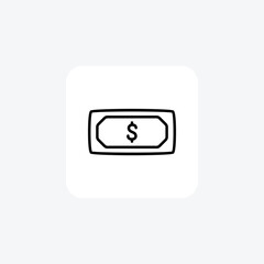 Dollar, cash fully editable vector icon

