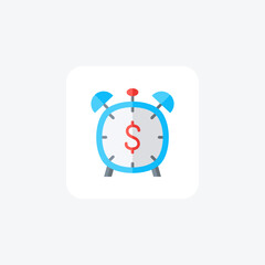 Alarm, clock, fully editable vector icon

