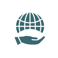 globe on hand icon. Filled globe on hand, hand icon from ecology collection. Flat glyph vector isolated on white background. Editable globe on hand symbol can be used web and mobile