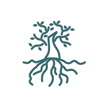 tree and roots icon. Filled tree and roots, tree icon from ecology collection. Flat glyph vector isolated on white background. Editable tree and roots symbol can be used web and mobile