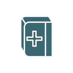 medical book icon. Filled medical book icon from health and medical collection. Flat glyph vector isolated on white background. Editable medical book symbol can be used web and mobile