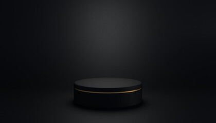 black podium stage container stage wallpaper background 3d rendering illustration