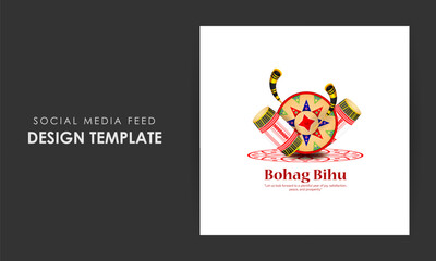 Vector illustration of Happy Bohag Bihu social media story feed mockup template