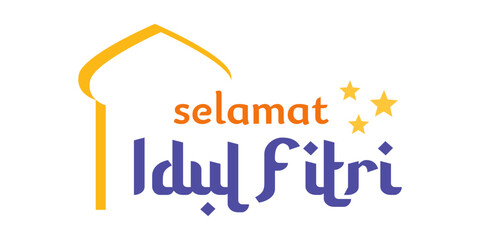 Selamat hari raya idul fitri. Happy eid al fitr typography