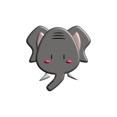 face elephant 3d render vector icon set with transparent background. Can use as a background or icon set
