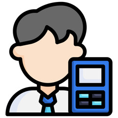 accountant flat icon,linear,outline,graphic,illustration