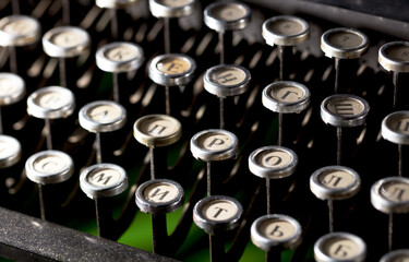 Keys on an old typewriter. Close-up