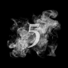 Smoke effect number gray color on black background, design for your business