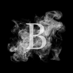 Smoke effect gray alphabet on black background, design for your business.