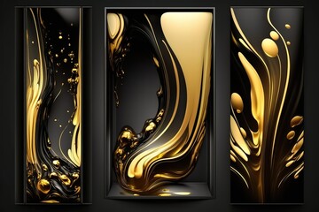Amazing abstract black golden texture. Premium royal color. Generative AI