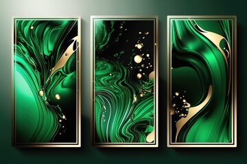 Amazing abstract green golden texture. Premium royal color. Generative AI