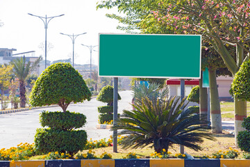 Direction Signboard, Billboard road side sign with green and clean environment  