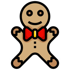 gingerbread man flat icon,linear,outline,graphic,illustration