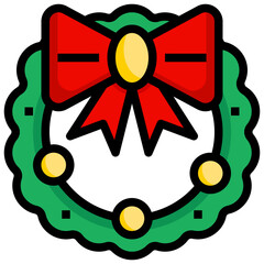 wreath flat icon,linear,outline,graphic,illustration