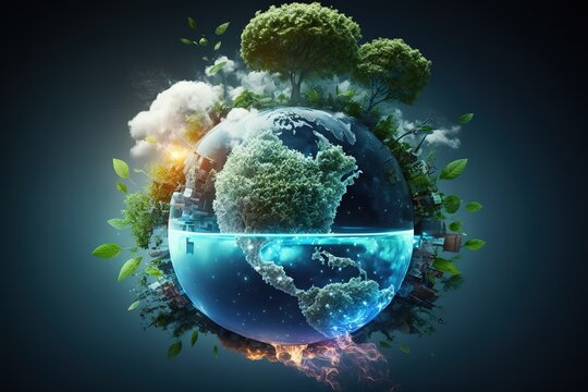 Renewable, sustainable development. Ecology concept, Generative Ai