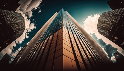 Looking up an at sleek sky scrapers