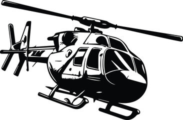 Helicopter Logo Monochrome Design Style
