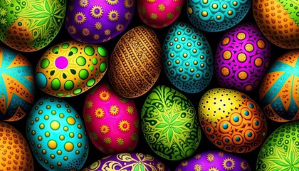 Fototapeta na wymiar A wallpaper of colorful easter eggs, pattern, background