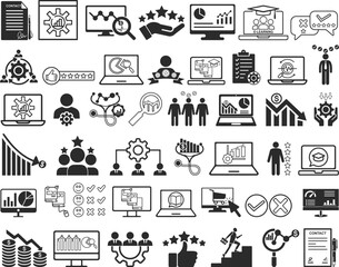 Business icon set, 45 business management icon set black vector