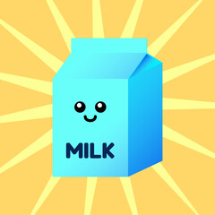 illustration of a box of smiley cute milk