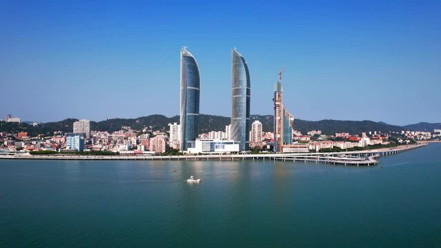Urban environment of the Twin Towers in Xiamen, Fujian Province, China