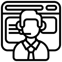 call center agent line icon,linear,outline,graphic,illustration
