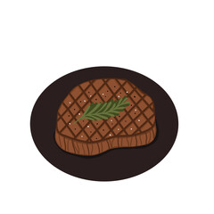 Steak Illustration. Food. Meat Dish.
