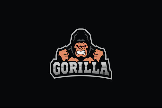 Gorilla mascot esport logo design. Gorilla animal mascot vector illustration logo. Wild angry gorilla mascot, Emblem design for esports team. Vector illustration