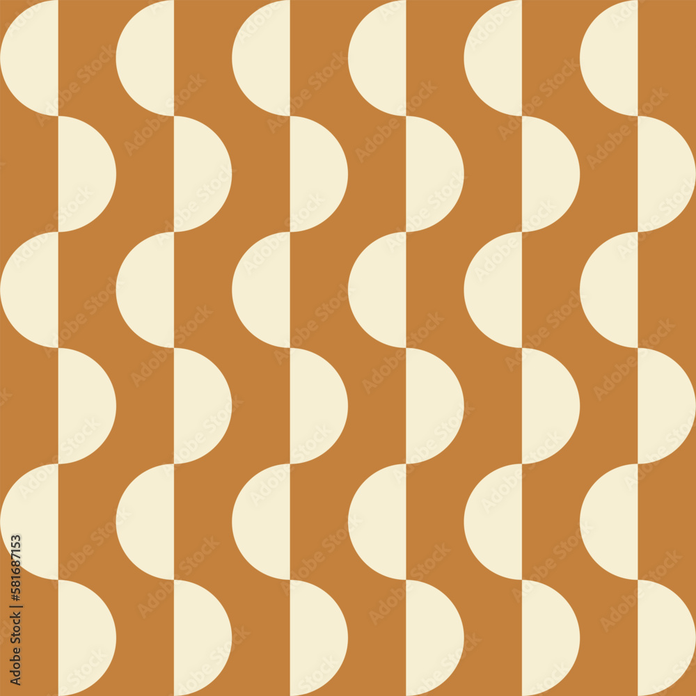 Poster trendy geometric seamless pattern with beige semicircles on a brown background. modern abstract mono