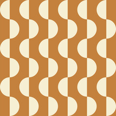 Trendy geometric seamless pattern with beige  semicircles on a brown background. Modern abstract monochrome background. Vector illustration - 581687153