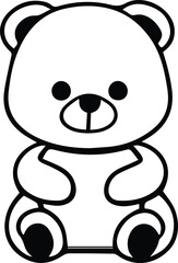 Cute Stuffed Teddy Bear Monochrome Logo 
