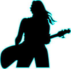 guitarist silhouette in black color, suitable for icon, logo, mascot, poster, template, etc.