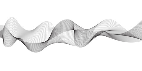Abstract grey wave lines on transparent background. Digital frequency track equalizer. Abstract frequency sound wave lines and twisted curve lines background.