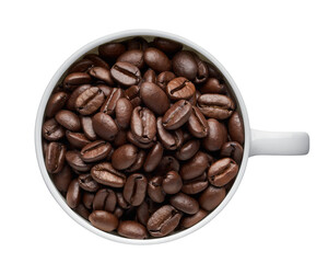 coffee cup filled of coffee beans