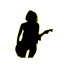 guitarist silhouette in black color, suitable for icon, logo, mascot, poster, template, etc.