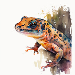 Salamander Watercolour portrait, Animal illustration