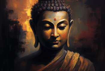 Rolgordijnen Buddha statue, Oil Painting, Generative AI © Vig