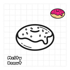 Children Coloring Book Object. Food Series - Strawberry Donut