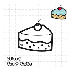 Children Coloring Book Object. Food Series - Sliced Tart Cake