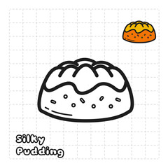 Children Coloring Book Object. Food Series - Pudding