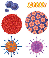 Set of virus and bacteria icons