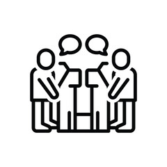 Black line icon for debate